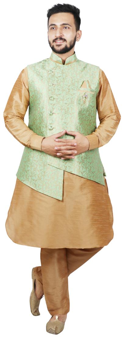 

SG LEMAN Pathani Kurta pent with Jacket For Men - Green