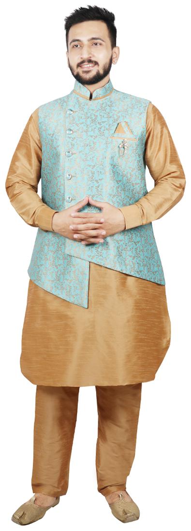 

SG LEMAN Pathani Kurta pent with Jacket For Men - Blue