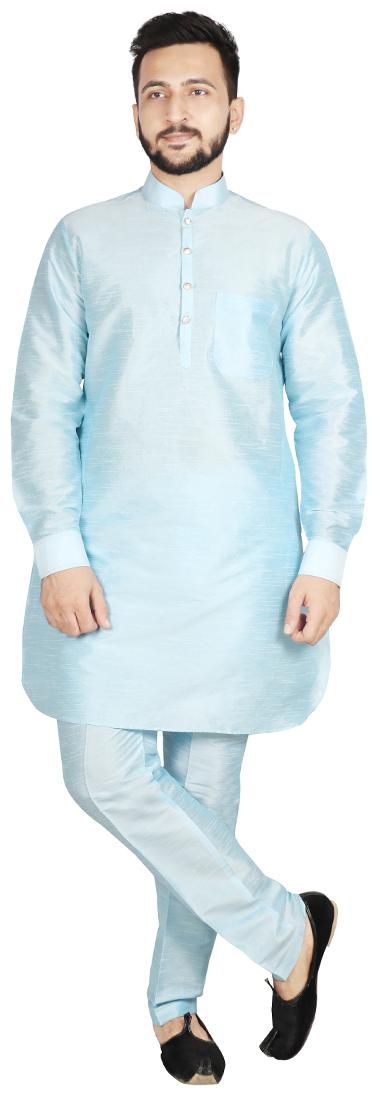 

SG LEMAN Pathani Kurta with Pyjama Set For Men Blue