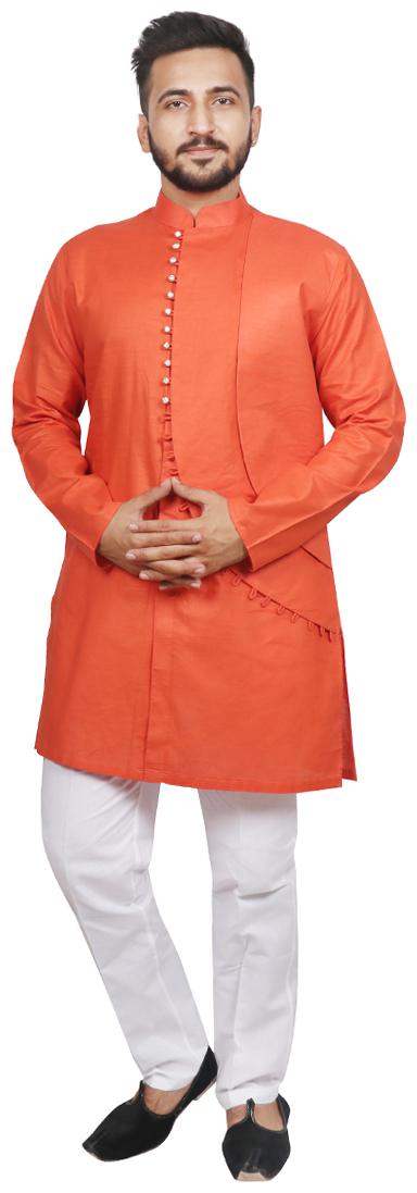 

SG LEMAN Pathani Kurta Pent set For Men Orange color