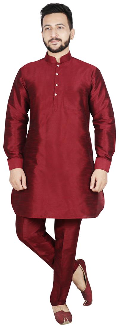 

SG LEMAN Pathani Kurta with Pyjama Set For Men Maroon