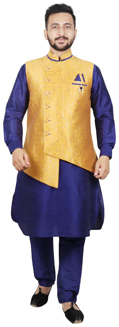 

SG LEMAN Pathani Kurta pent with Jacket For Men - Yellow
