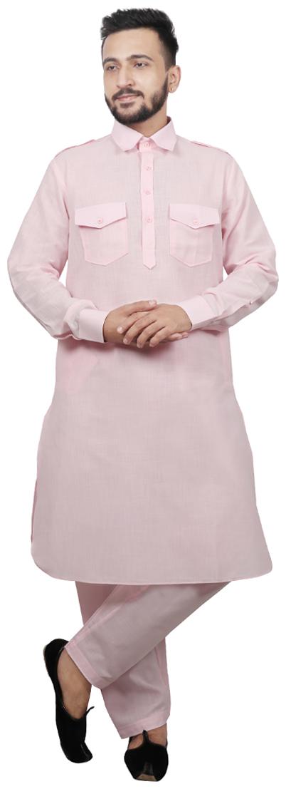 

SG LEMAN Pathani kurta with salwar For Men - Pink