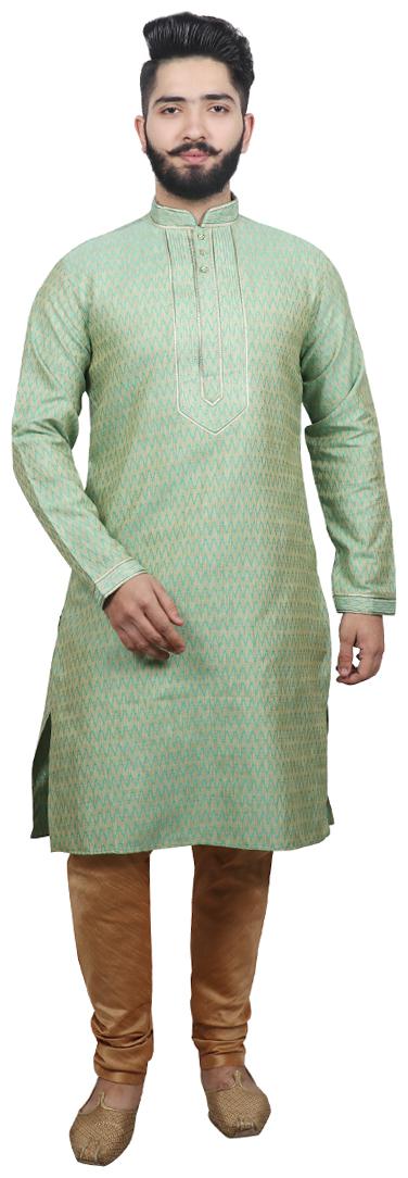 

SG LEMAN Pintex Kurta with pyjamas For Men - Green