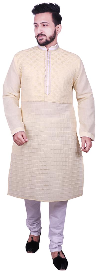 

SG LEMAN Yellow Self design Kurta and Pyjamas