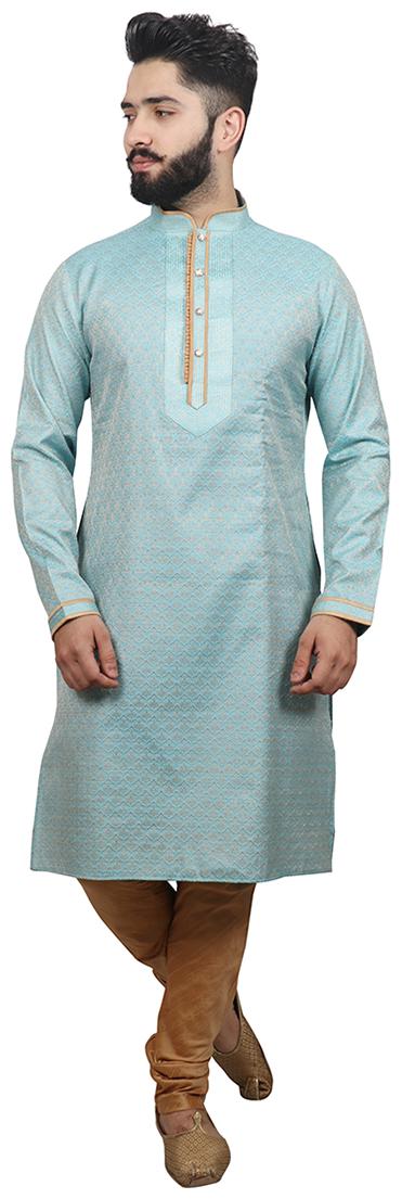 

SG LEMAN Pintex kurta pyjama For Men - Blue