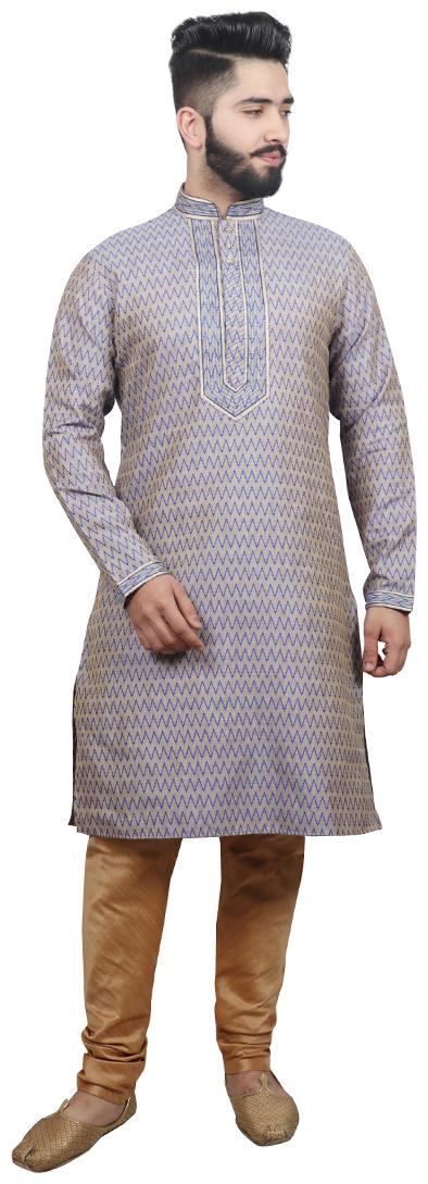 

SG LEMAN Pintex Kurta with pyjamas For Men - Blue