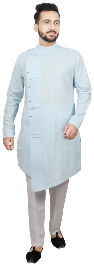 

SG LEMAN Pintex Kurta with pyjama For Men Blue