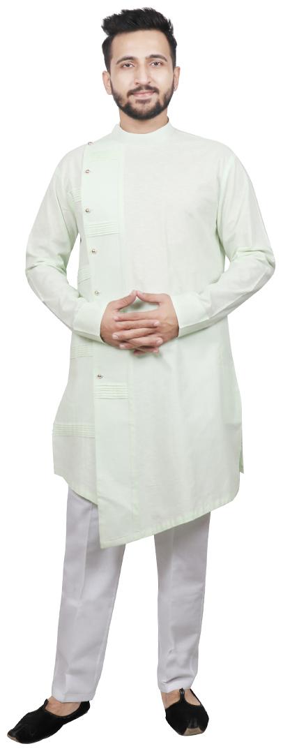 

SG LEMAN Pintex Kurta with pyjama For Men Green