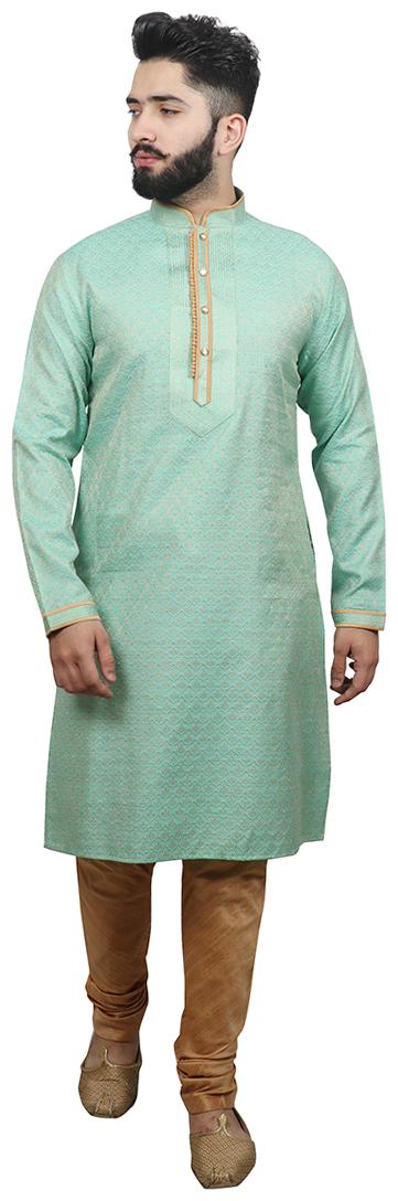 

SG LEMAN Pintex kurta pyjama For Men - Green