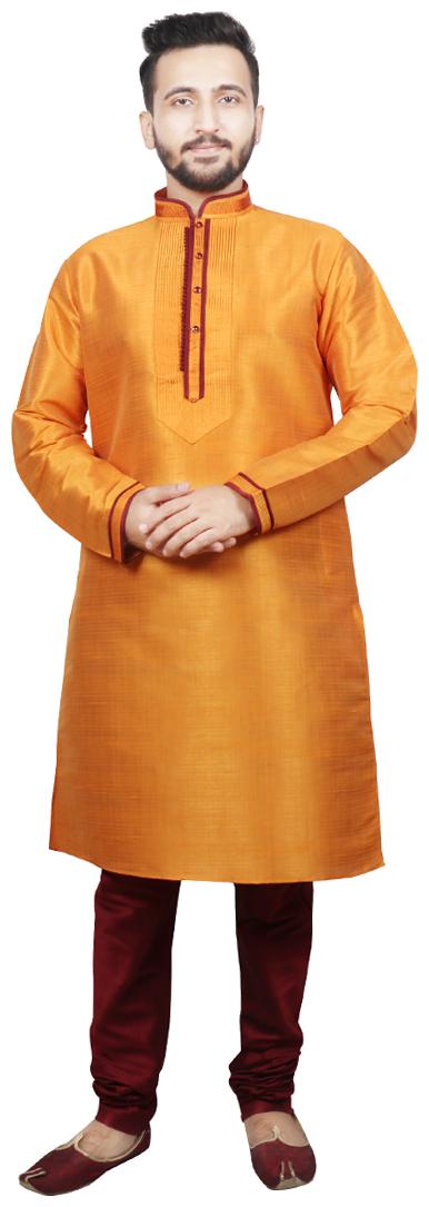 

SG LEMAN Pintex Kurta with pyjama For Men Orange