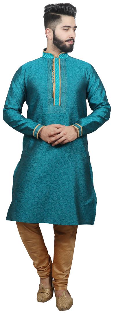 

SG LEMAN Pintex kurta pyjama For Men - Turquoise