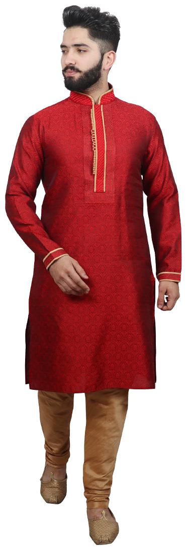 

SG LEMAN Pintex kurta pyjama For Men - Maroon