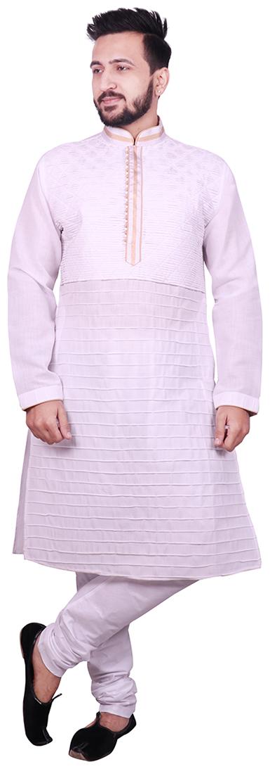 

SG LEMAN White Self design Kurta and Pyjamas