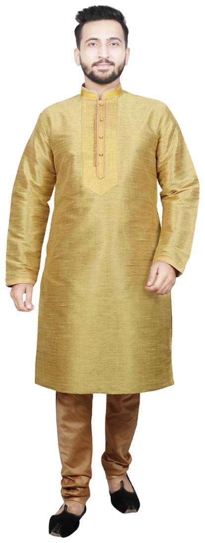 

SG LEMAN Pintex Kurta with pyjama For Men Yellow