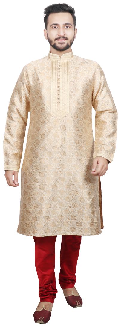 

SG LEMAN Pintex Kurta with pyjama For Men Gold