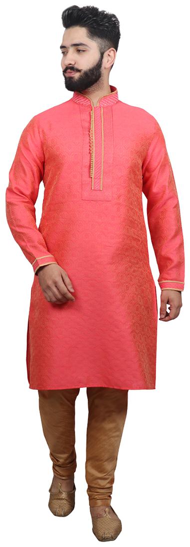 

SG LEMAN Pintex kurta pyjama For Men - Pink