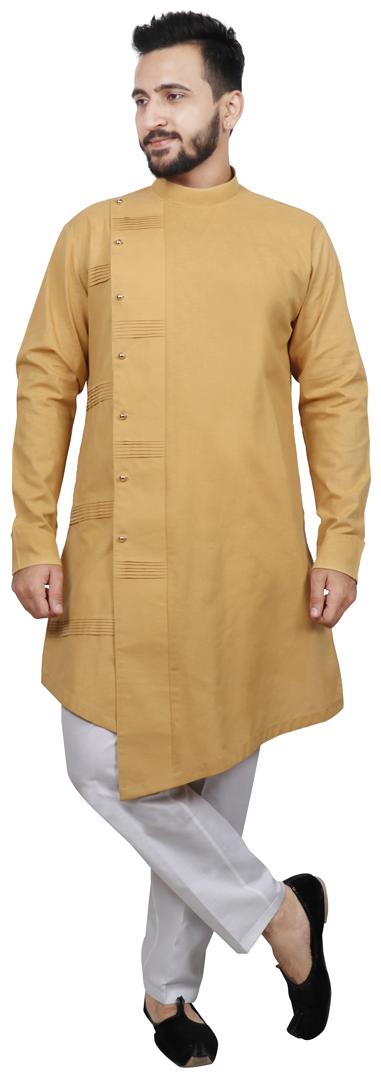 

SG LEMAN Pintex Kurta with pyjama For Men Gold