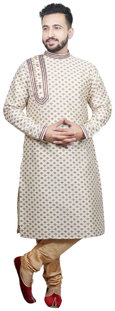 

SG LEMAN Pintex Kurta with pyjamas For Men Maroon