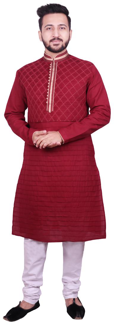 

SG LEMAN Maroon Self design Kurta and Pyjamas