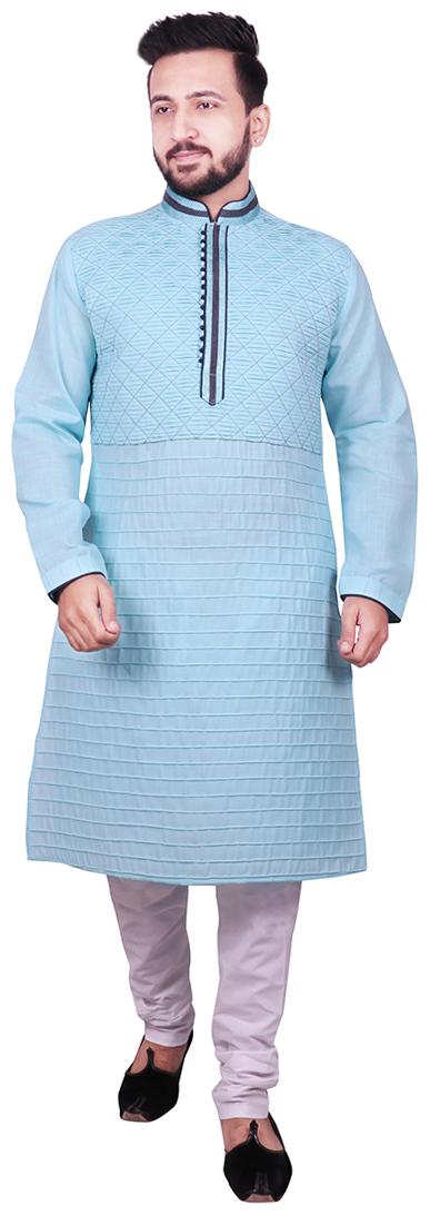 

SG LEMAN Turquoise Self design Kurta and Pyjamas