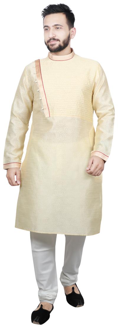 

SG LEMAN Pintex Design Kurta Payjama For Men - Gold