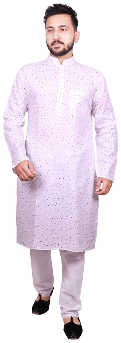 

SG LEMAN White Printed Kurta and Pyjamas