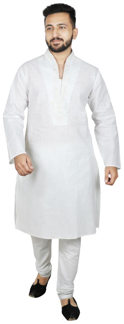 

SG LEMAN White Solid Kurta and Pyjamas