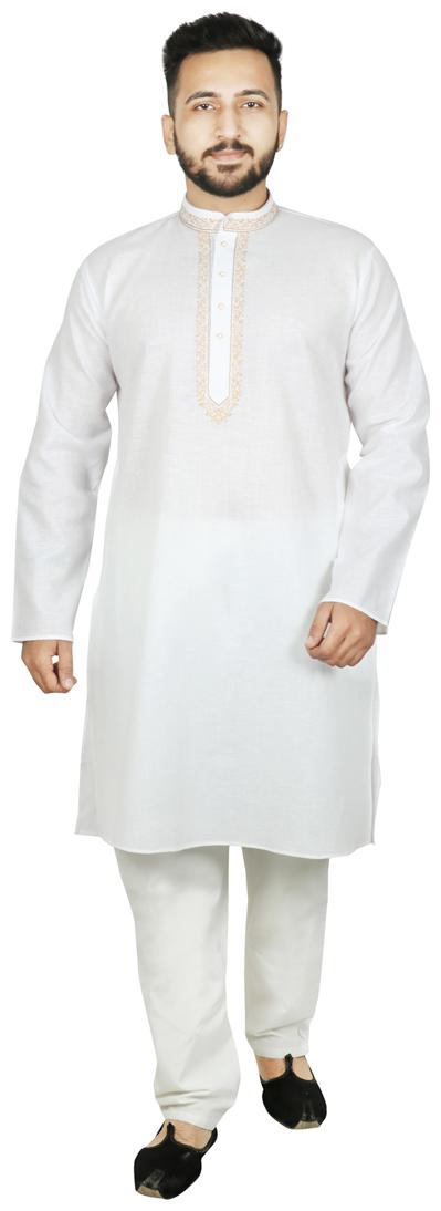 

SG LEMAN White Solid Kurta and Pyjamas