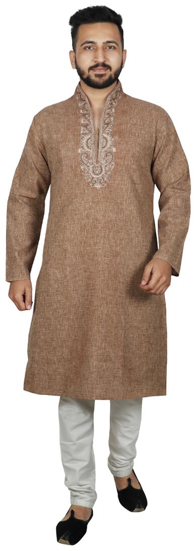 

SG LEMAN Brown Solid Kurta and Pyjamas