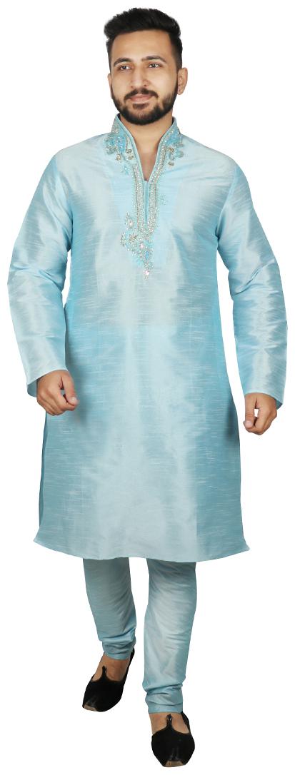 

SG LEMAN Turquoise Solid Kurta and Pyjamas