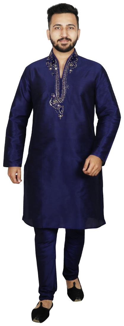 

SG LEMAN Blue Solid Kurta and Pyjamas
