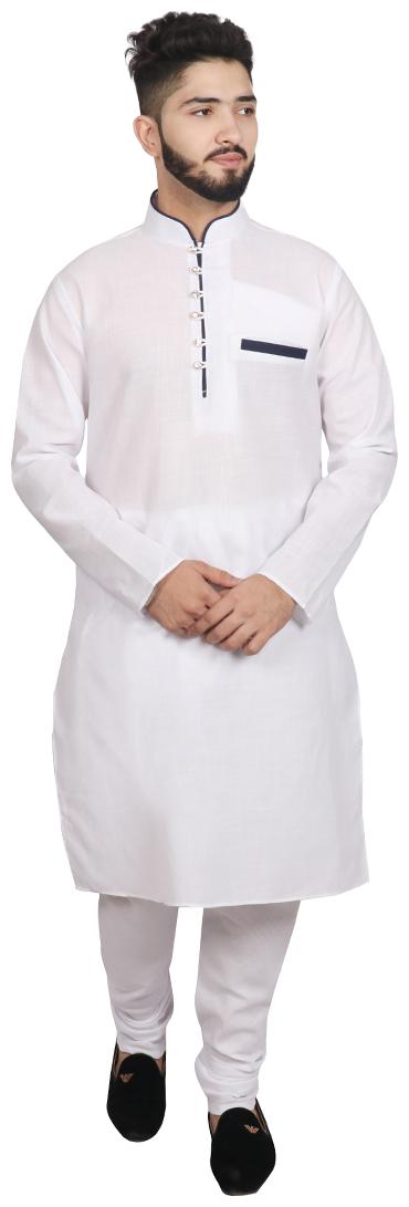 

SG LEMAN White Cotton Kurta Payjama Set