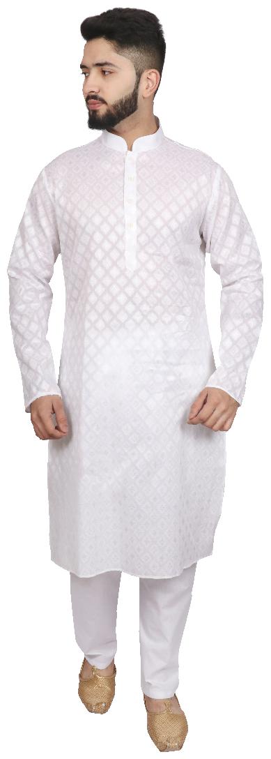 

SG LEMAN White Kurta Pyjama Set For Men