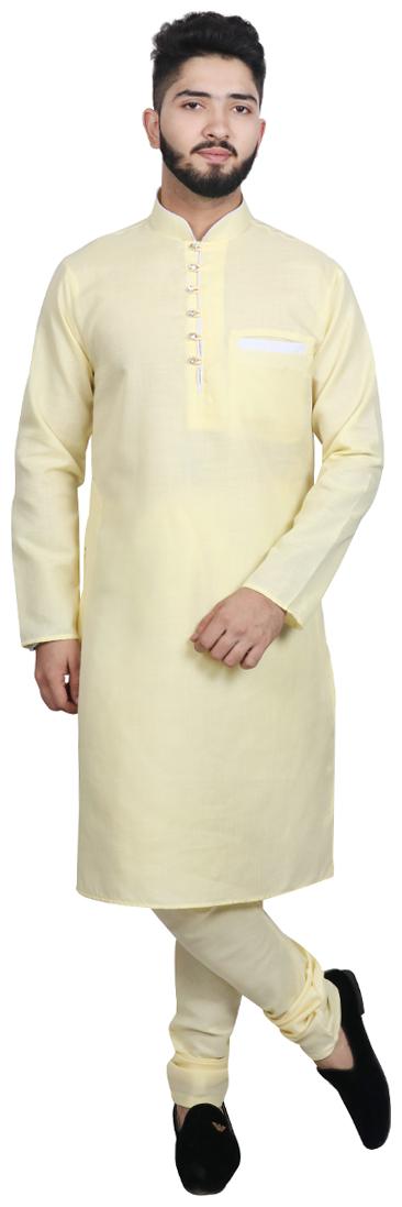 

SG LEMAN Yellow Cotton Kurta Payjama Set