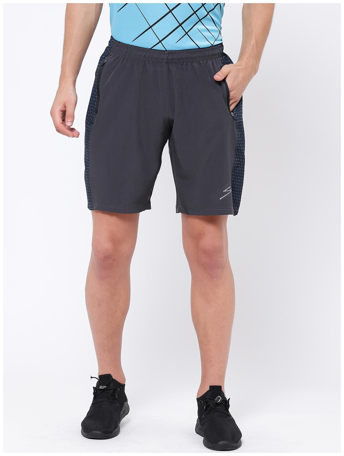 

SG Men Polyester Solid Sports Shorts Grey