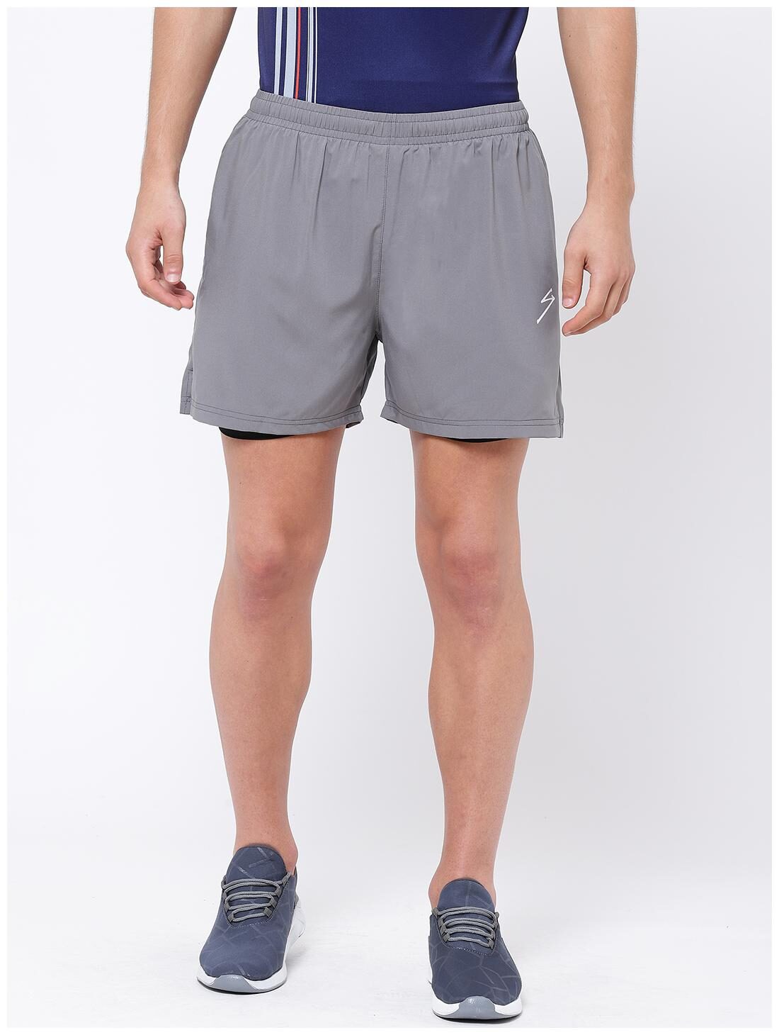 

SG Men Polyester Solid Sports Shorts Grey