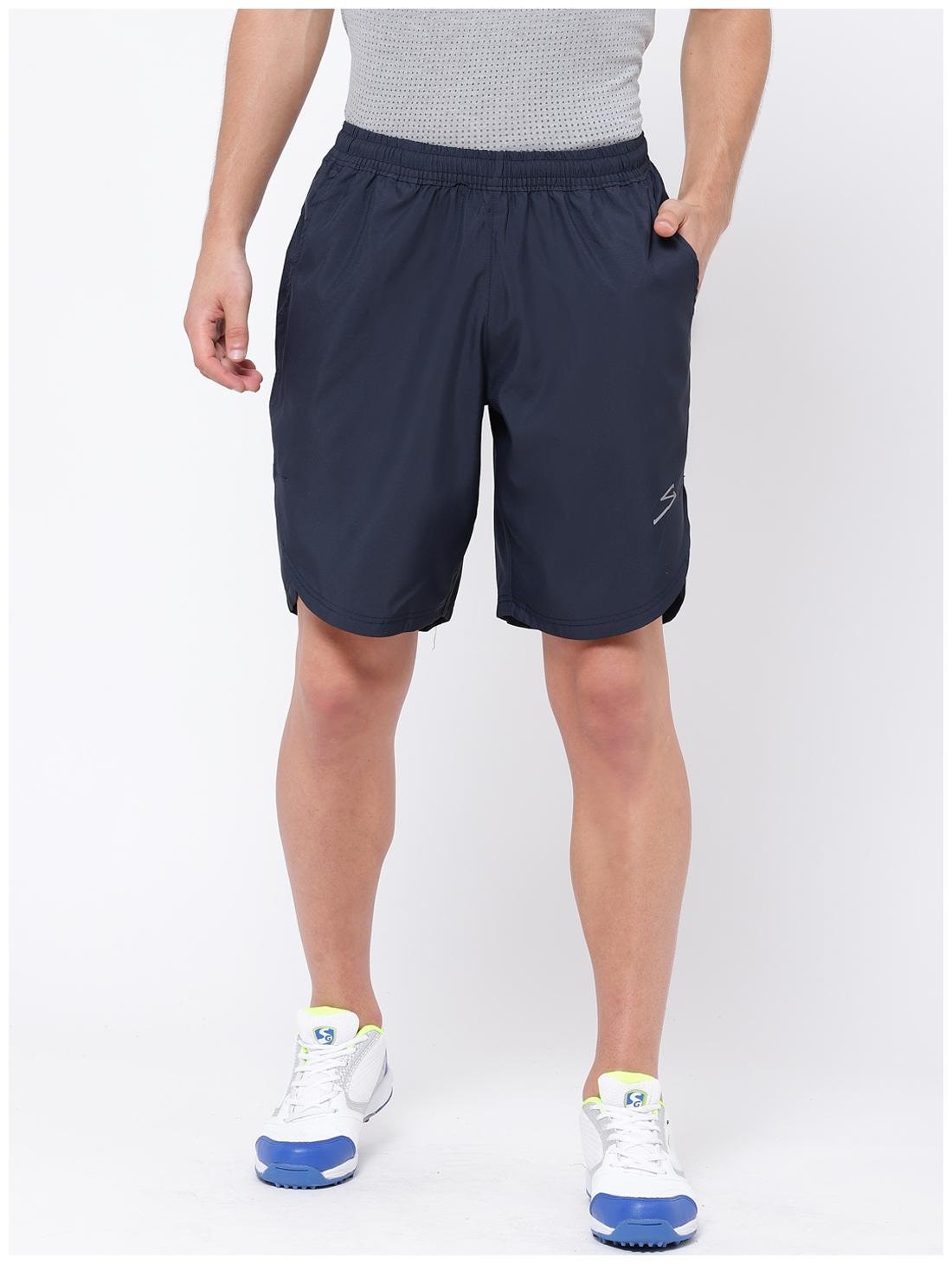 

SG Men Polyester Solid Sports Shorts Navy Blue