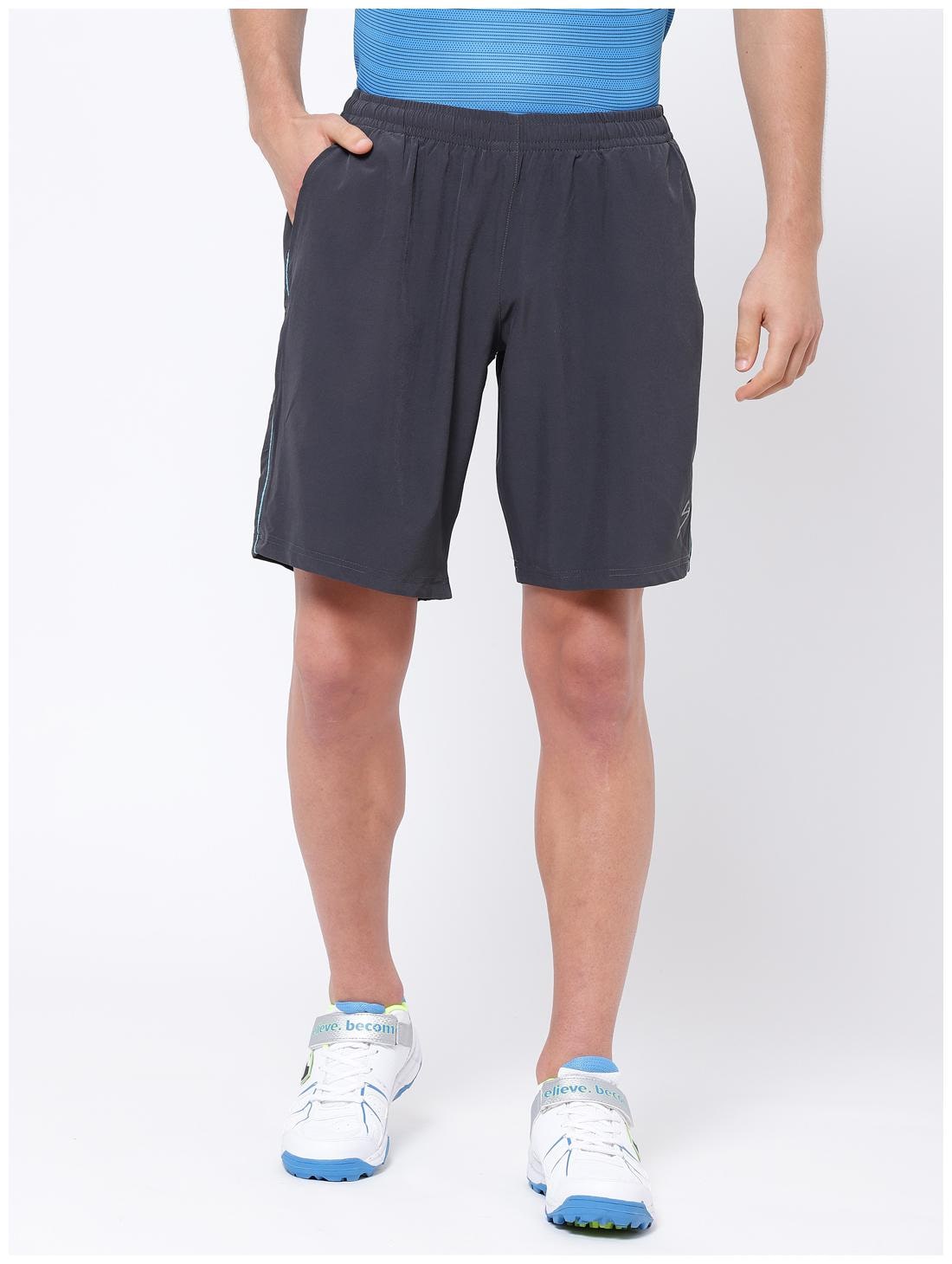 

SG Men Polyester Solid Sports Shorts Grey