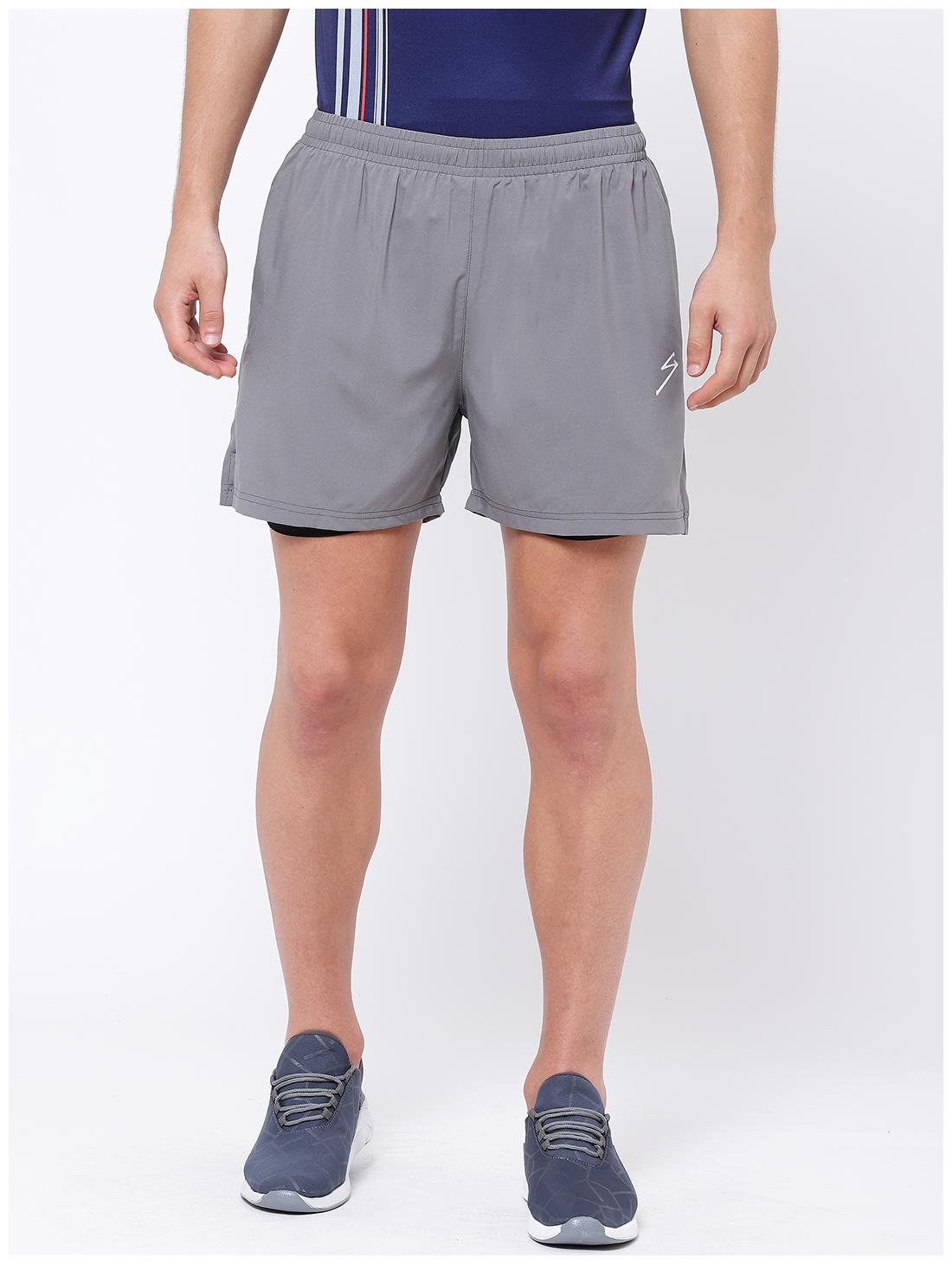 

SG Men Polyester Solid Sports Shorts Grey