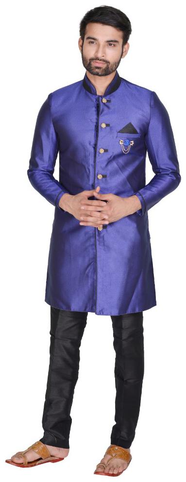 

SG Partywear Summer Kurta Pent With Stylish Fancy indo Coat embellished Brooch standard Collar Fancy Button Row Silk Fabric