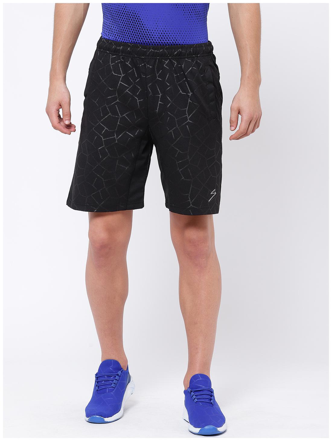 

SG Polyester Black Geometric Sports Shorts For Men