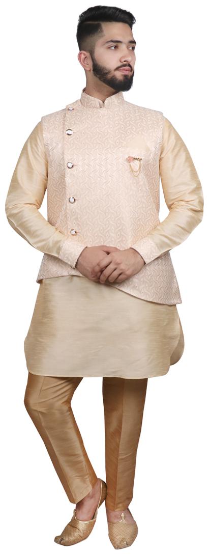 

SG RAJASAHAB Beige Kurta Pyjama with Nehru Jacket