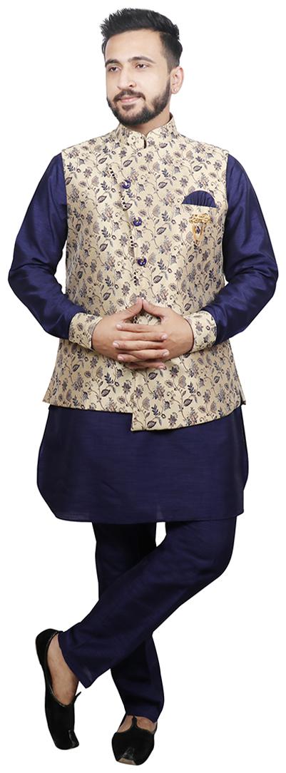 

SG RAJASAHAB Blue Floral print Kurta and Trousers
