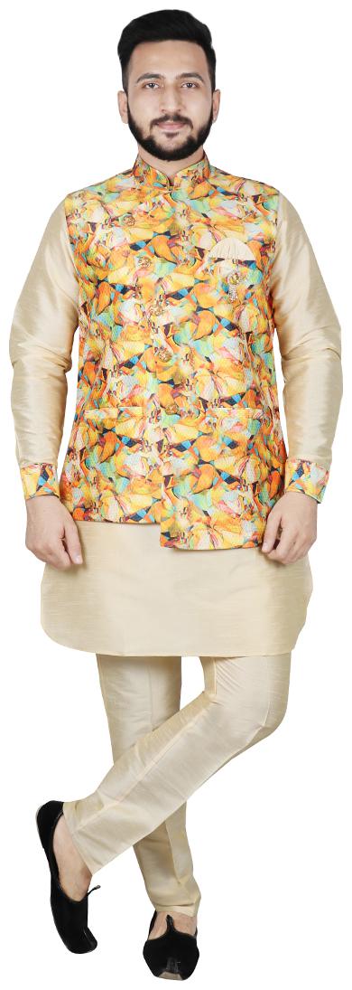 

Sg Rajasahab Men Blended Printed Kurta Pyjama Multi