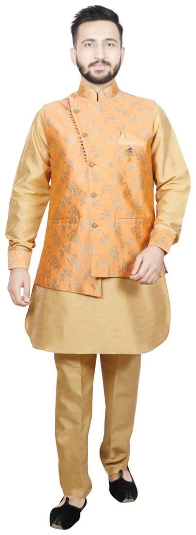 

SG RAJASAHAB Jacket Pathani with Pant set for Men Orange