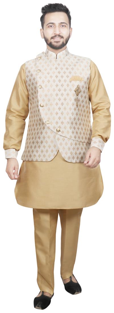 

SG RAJASAHAB Kurta pyjama with Jacket set for Men - Beige