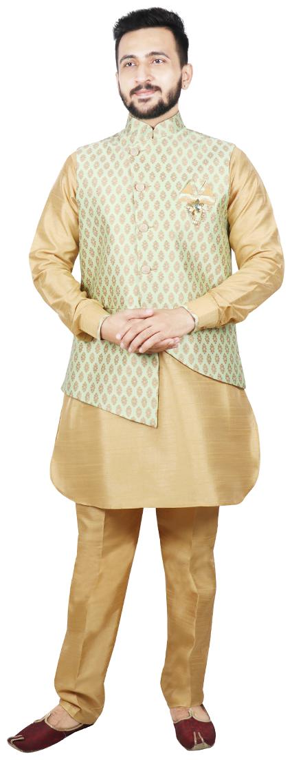 

SG RAJASAHAB Pathani Kurta pent with Jacket For Men - Green