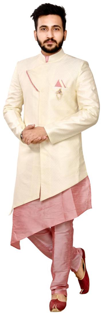 

SG RAJASAHAB Cream Kurta Pyjamas Dupion