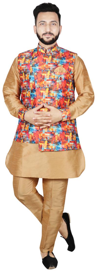 

Sg Rajasahab Men Blended Printed Kurta Pyjama Multi